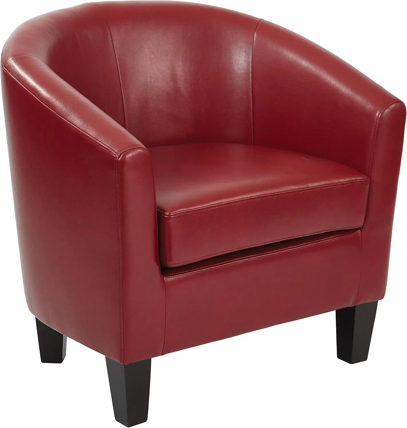 Ethan Tub Accent Chair With Dark Espresso Wood Legs, Cranberry Faux Leather