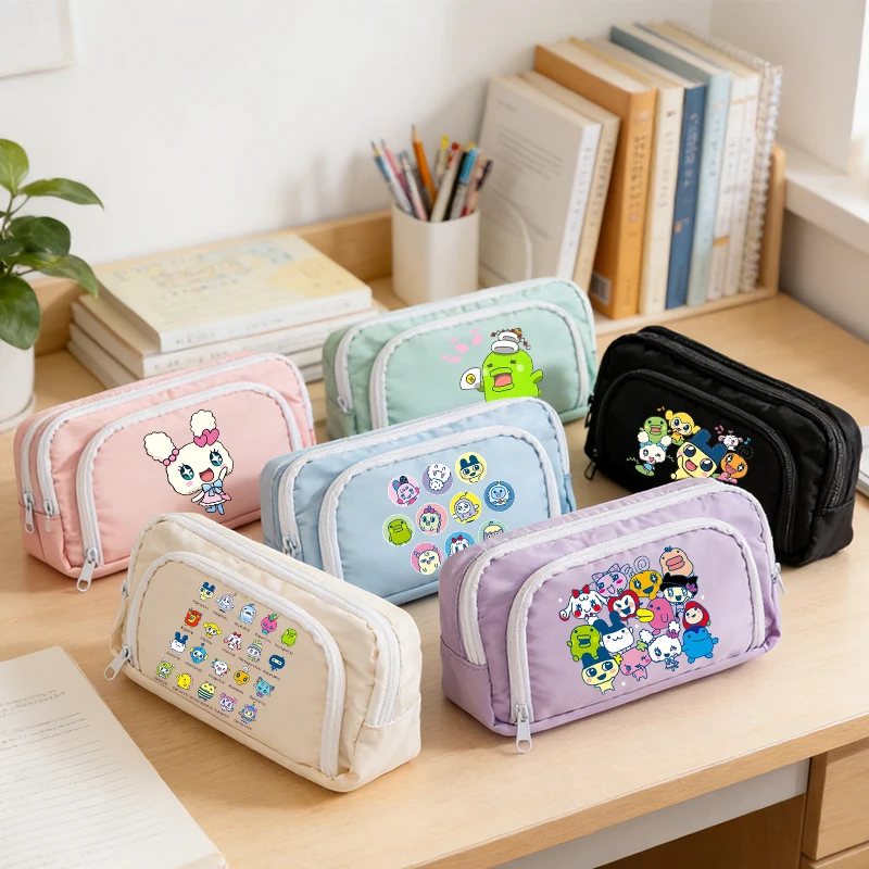 

Tamagotchi Student Pencil Case Anime Cartoon Multi Pocket Pen Pouch Large Capacity Pencil Bag Stationery Organiser Bags Gift New