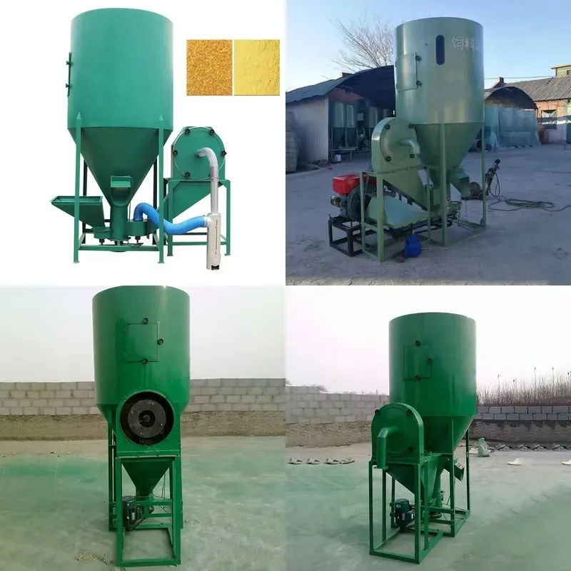 Vertical Belt Feed Mixer for Poultry Cattle Farm Corn Flour Diesel Powered 300kg 500kg 1000kg Easy Operation