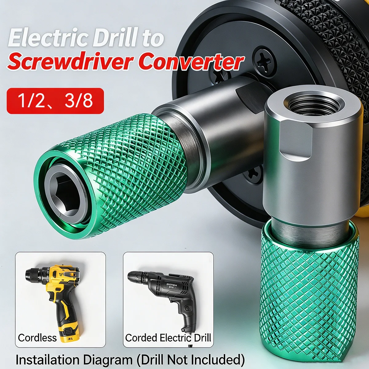 1/2 3/8 to 6.35mm Hex Shank Drill Converter Self Locking Quick Release Adapter For Motorcycle Repair Electric Hand Drill Tools