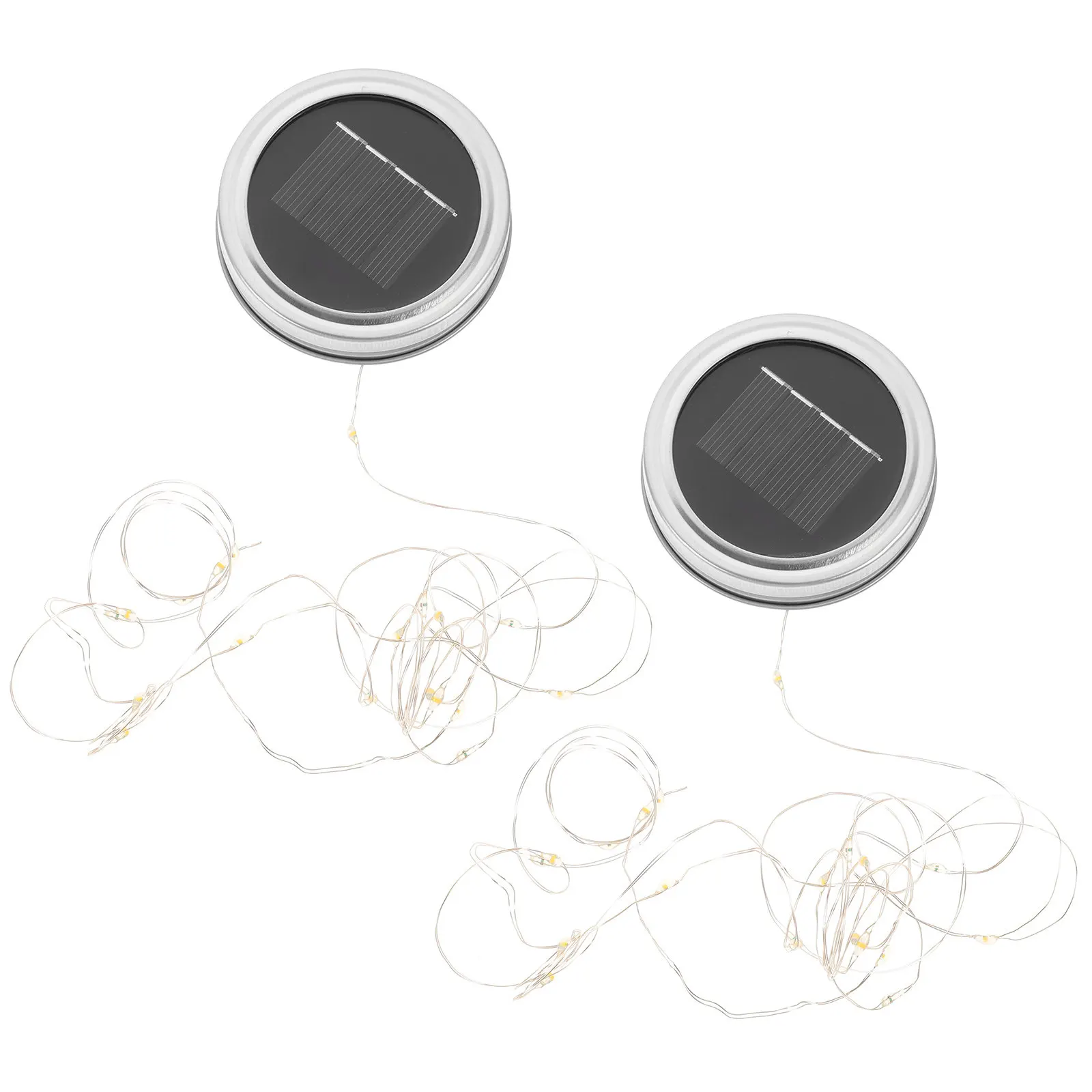 2Pcs Solar Jar Lid Lights 2M Warm White LED String Light for DIY Decor Garden Party Home Atmosphere Lighting