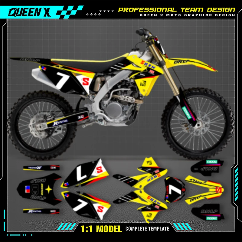 

QUEEN X MOTO Custom Team Motorcycle Graphics Background Decal Stickers Kit For SUZUKI RMZ250 2018-2010 250cc 250RMZ 004