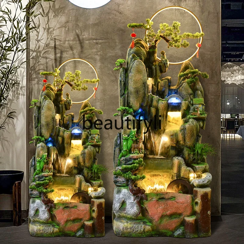 FG11Large rockery flowing water fountain feng shui wheel fish pond decoration living room gift floor ornament