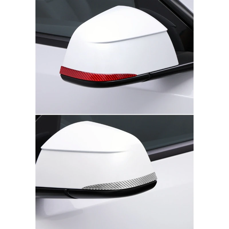 For Tesla Model 3/Y Highland: Carbon Fiber Mirror Protection Stripe 3M Adhesive Backing Anti Scratch Design No Tools Required