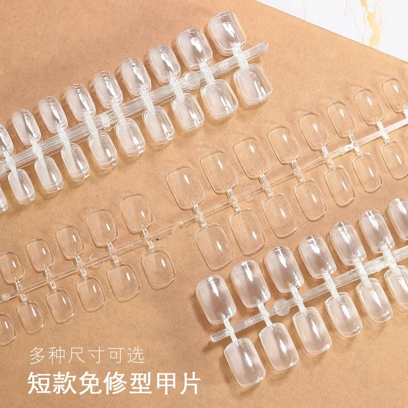 24pcs Fake Nail Transparent Full Coverage Ballerina Stiletto Coffin Shape Acrylic Extension French False Nail Tips Nail Art Tool