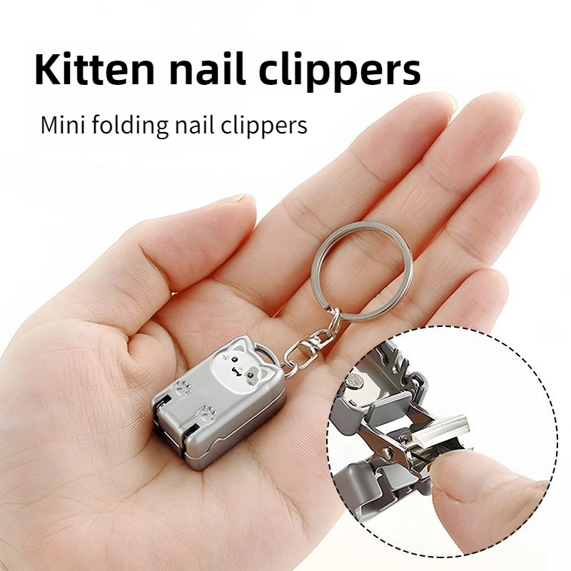 Mini cortador de unhas de aço inoxidável afiado durável antiderrapante lidar com unha cuidados dobrável faca manicure ferramentas