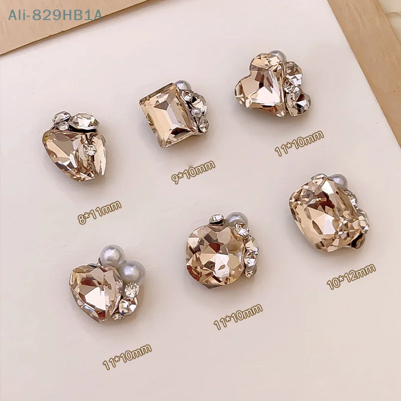 5szt Maillard Coffee Nail Crystal Pile Diamond Sparkling Decoration Charm Shiny Rhinestone Jewelry Manicure Akcesoria