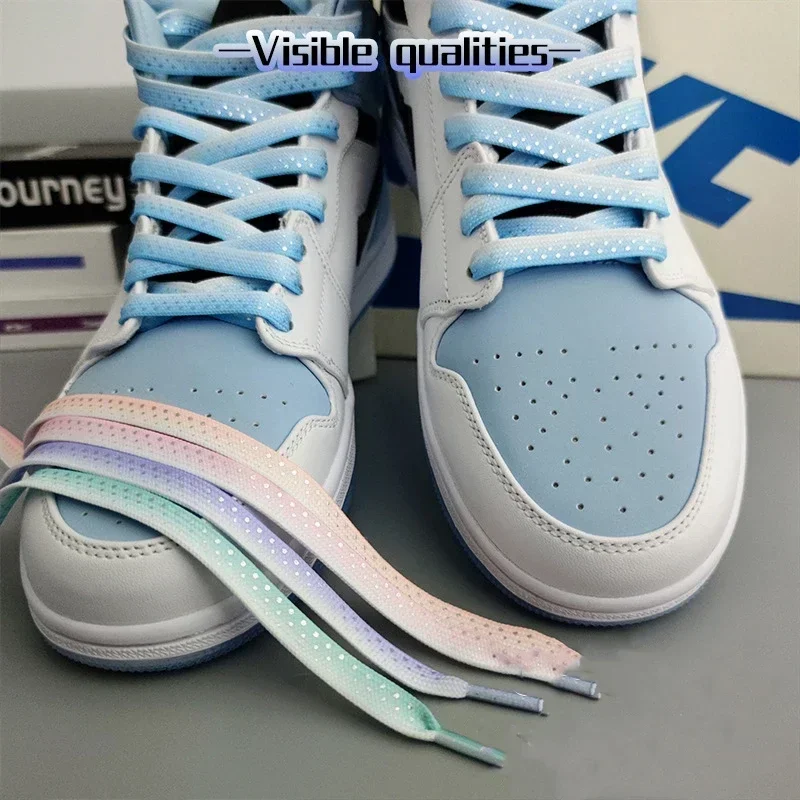 

8 Colors Shoelaces Gradient Shiny Silk Glitter Flat Shoe Laces for Sneakers Casual Shoes Lace Canvas Splash Ink Shoestring