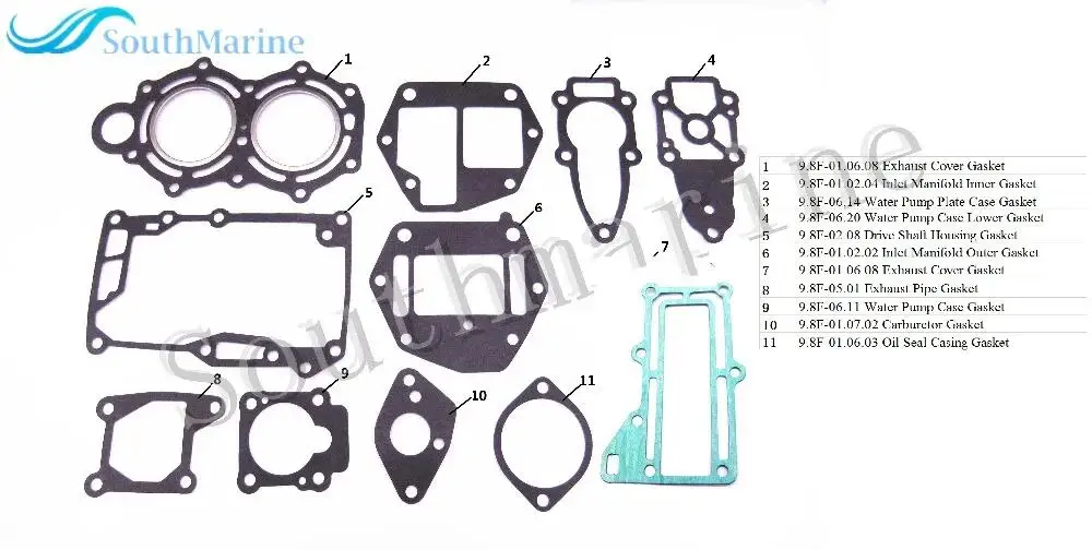 

Boat Motor 3B2-87121-0 3B2871210M 3B2871214M 3B2871216M Complete Power Head Gasket Set for Tohatsu Nissan 6HP 8HP 9.8HP