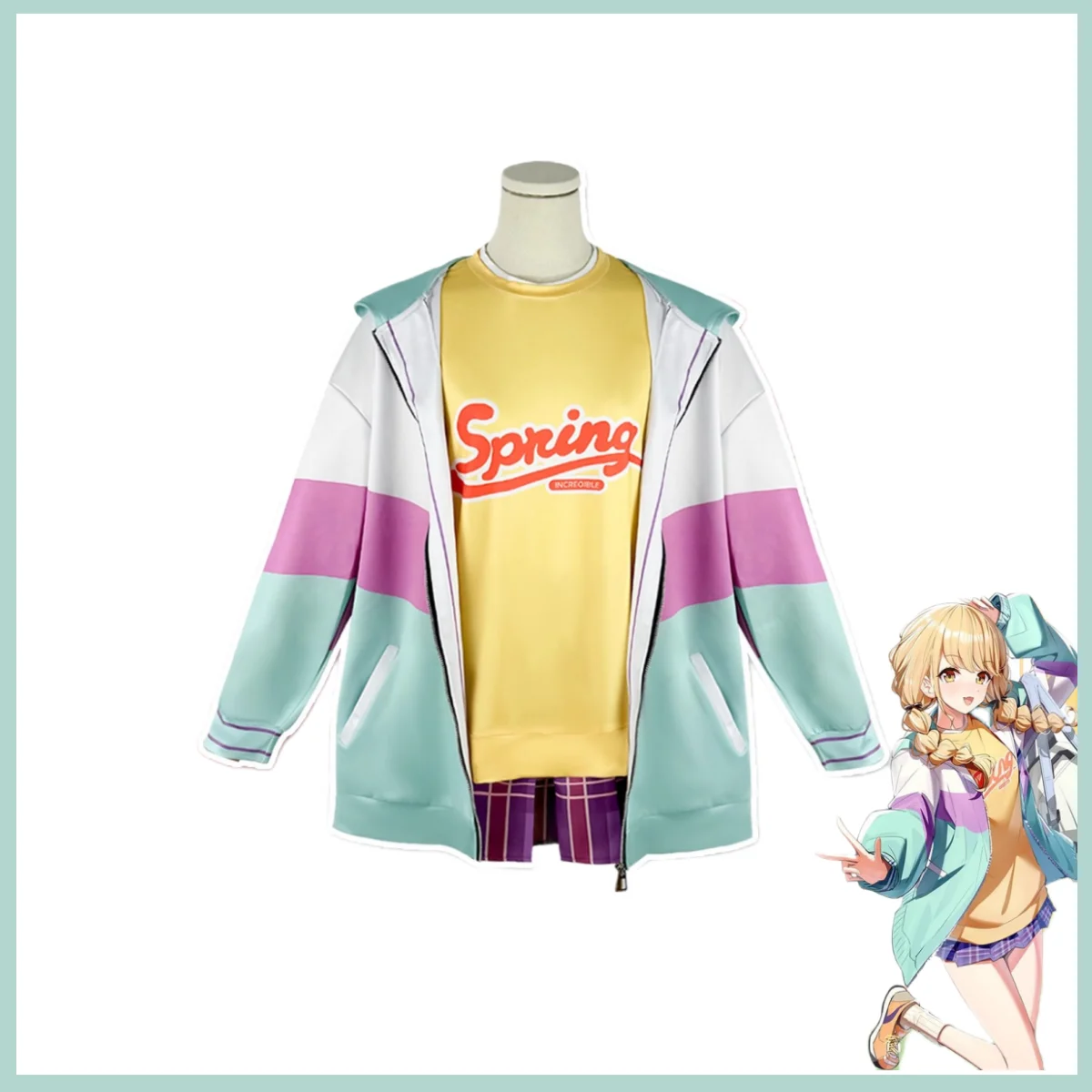 Game Gakuen THE IDOLM@STER Kotone Fujita Cosplay Costume Wig Hooded Coat Skirt Uniform Adult Woman Sexy Cute Daily Party Suit