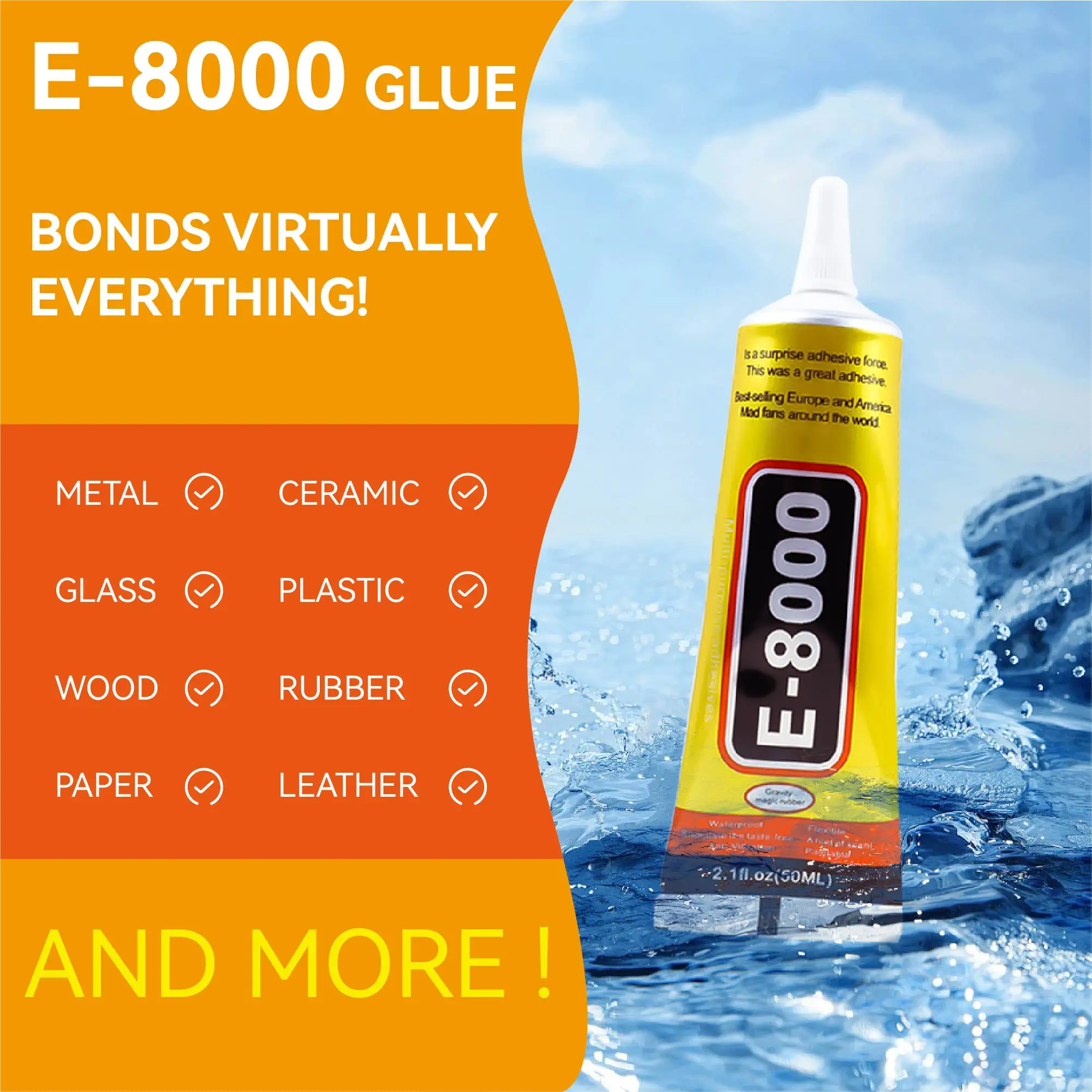 E8000 15ML 25ML 50ML 110ML Glue Clear Contact Phone Repair Adhesive Glass Plastic Universal E-8000 DIY Glue