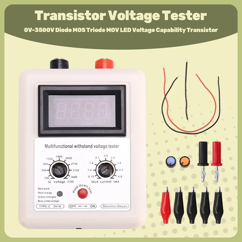 Transistor Voltage Tester 0V-3500V Diode MOS Triode MOV LED Voltage Capability Transistor Withstand Voltage Tester