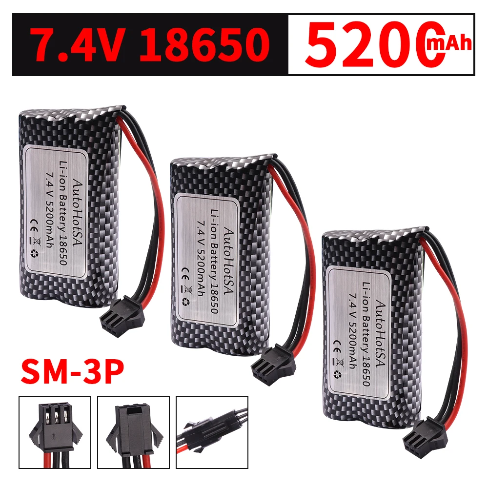 7.4V 5200mAh 18650 bateria do MN128 MN78 LC79 MN82 zdalnie sterowanym samochodowym zegarek na baterie wykrywanie gestów skręcone samochód