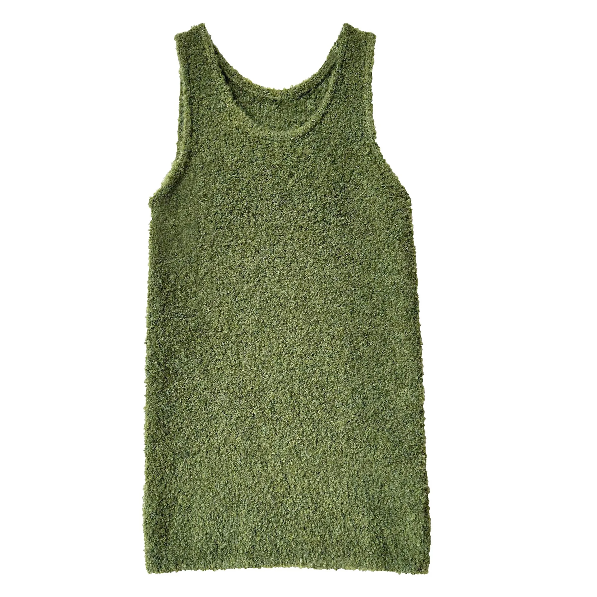 Casual estilo coreano atmosfera u-pescoço solto ajuste emagrecimento em camadas de lã laço de malha colete vestido ss652 vestido robe feminino