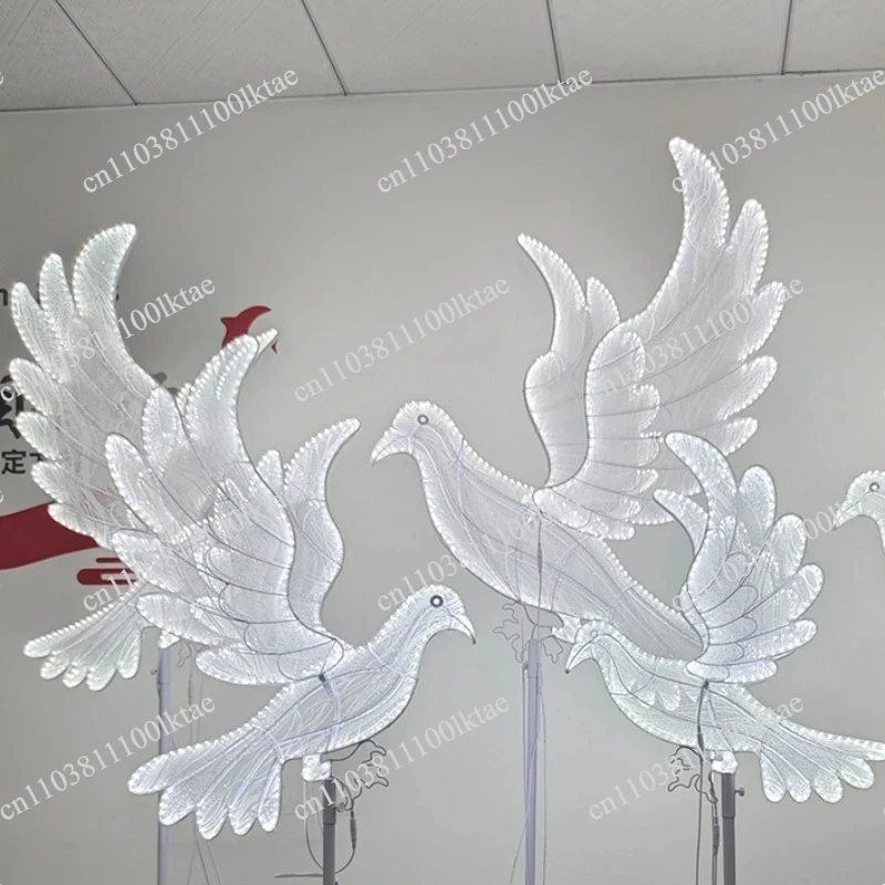 Luminous Peace Dove Wedding Decor LED Peace Dove Stage Prop Reception Welcome Area Decoration Illuminated Venue Festive Ornament