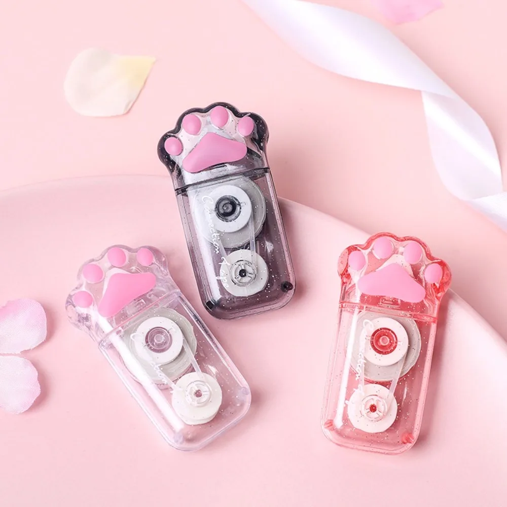 Creative Kawaii Cat Claw Correction Tape Large Capacity WHite Grey Pink Tape Transparent PET Correction Stationery