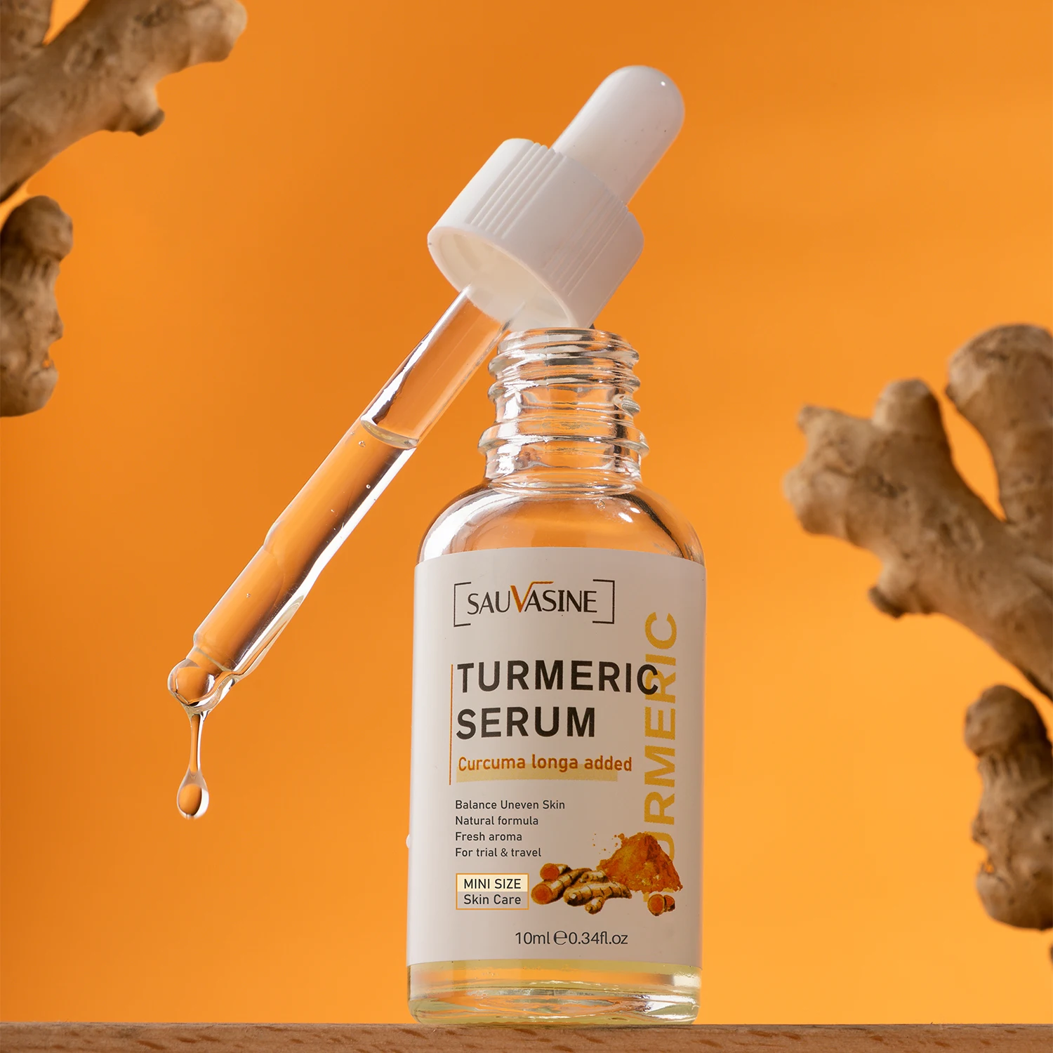 SAUVASINE Turmeric Facial Essence Face Whitening Essence Moisturizing Anti-aging&Wrinkle Hyaluronic Acid Serum Face Care