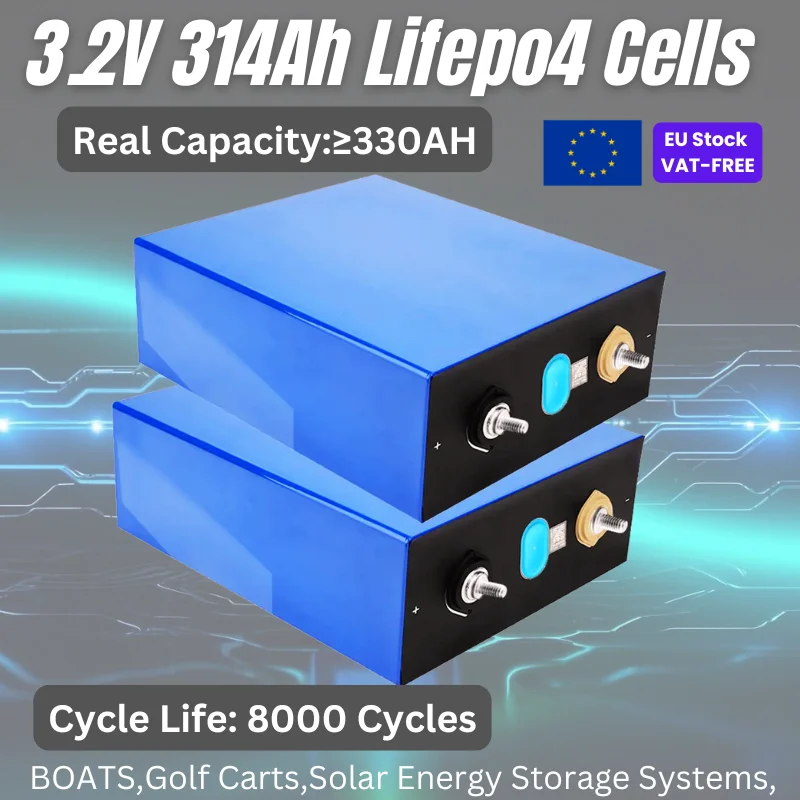 8000 Cycle LiFePO4 314Ah MB31 Prismatic Grade A  Lithium Battery Cell, 3.2V, 340Ah, Long-Life for EV, Solar Storage, and UPS