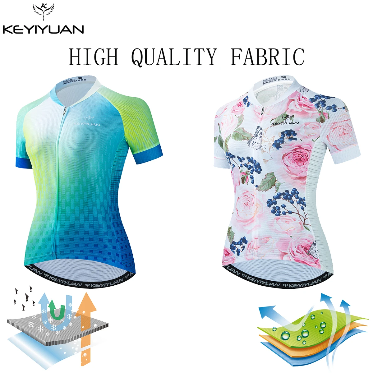 

KEYIYUAN Women Cycling Jersey Tops Bike Shirt Summer Short Sleeve MTB Clothing Racing Bicycle Clothes Maillot Cyclisme Femme