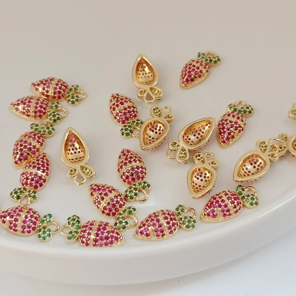 

14K Gold-plated and Inlaid with Colorful Zirconium Carrot Pendant, 15*6.5mm Exquisite Bracelet Necklace, DIY Handmade Jewelry