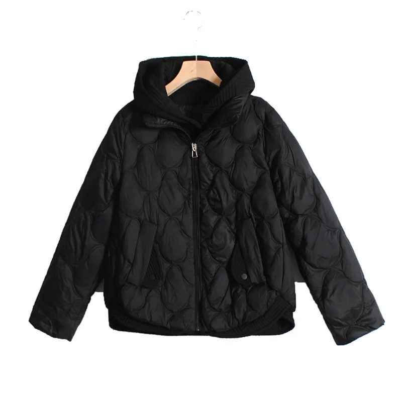 2024 Autumn/Winter New Women\'s Down Jacket Loose Knitted Hooded Short Jacket