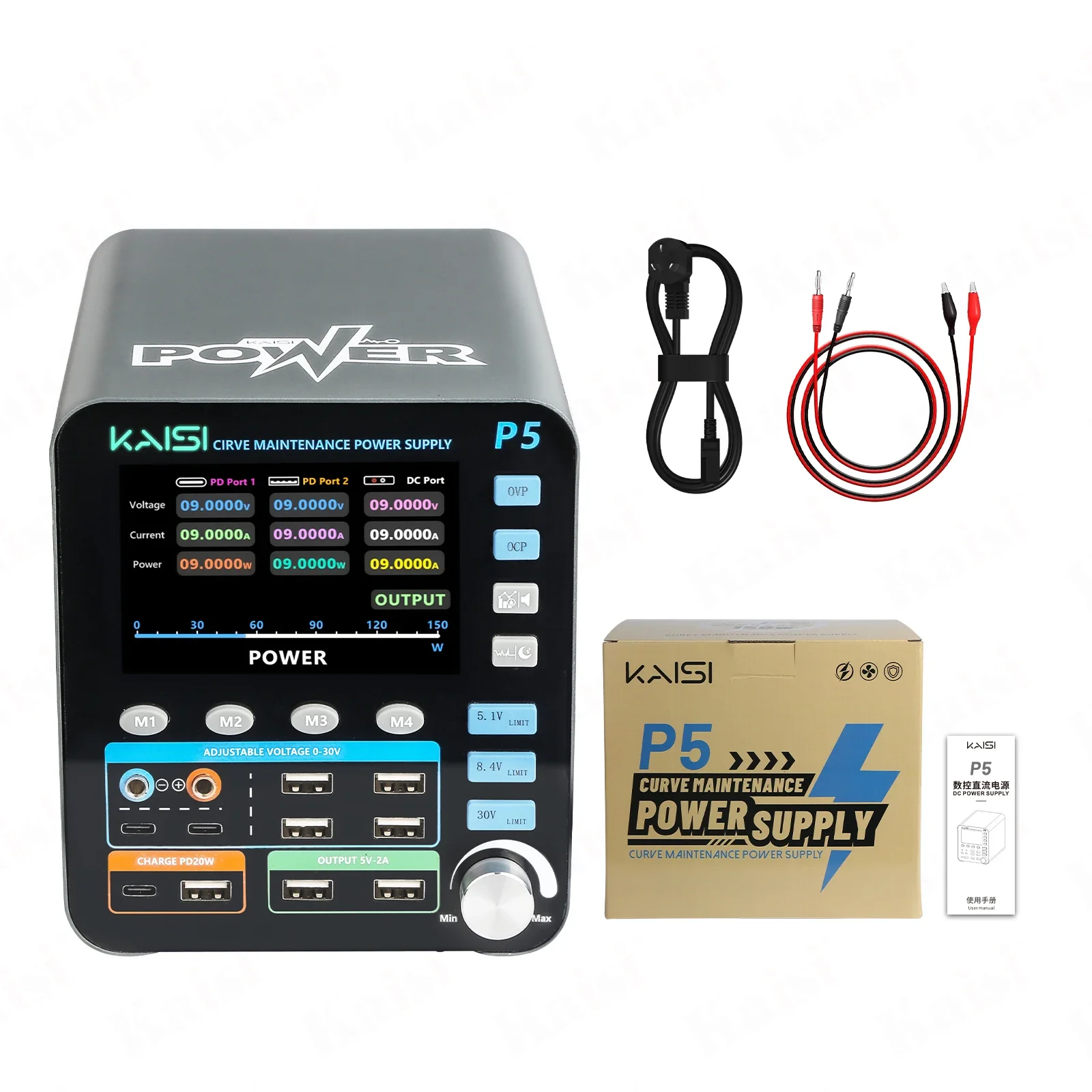 

Kaisi P5 210W Intelligent Regulated Power Supply Toroidal Transformer for Mobile Repair Motherboard Battery Testing Tools