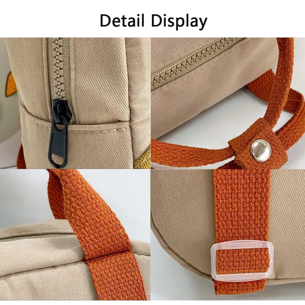 New Embroidery Sun Long Neck Small Dinosaur Backpack Hook Hair Embroidered Cartoon Canvas Kindergarten Children Backpack view 6
