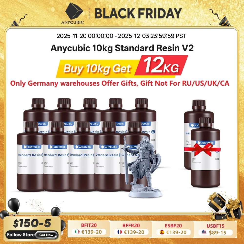 

ANYCUBIC Standard Resin V2 405nm UV Resin For 3D Printer Printing Resin For LCD 3D Printer Mono M5s Mono X 6Ks Resin 10kg