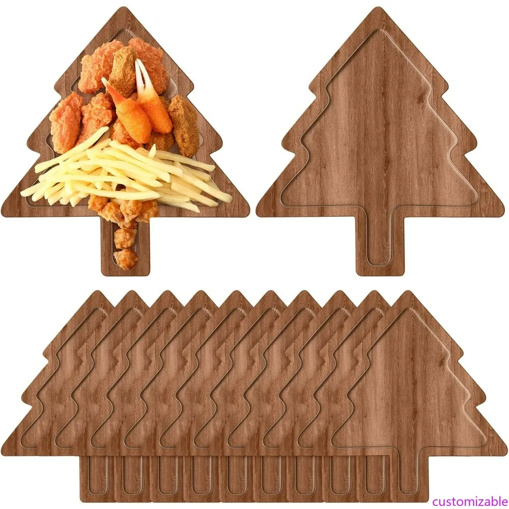 

12-Piece Christmas Appetizer Set on 12-Inch Acacia Wood Serving Tray for Charcuterie, Snacks, Desserts, and Candies