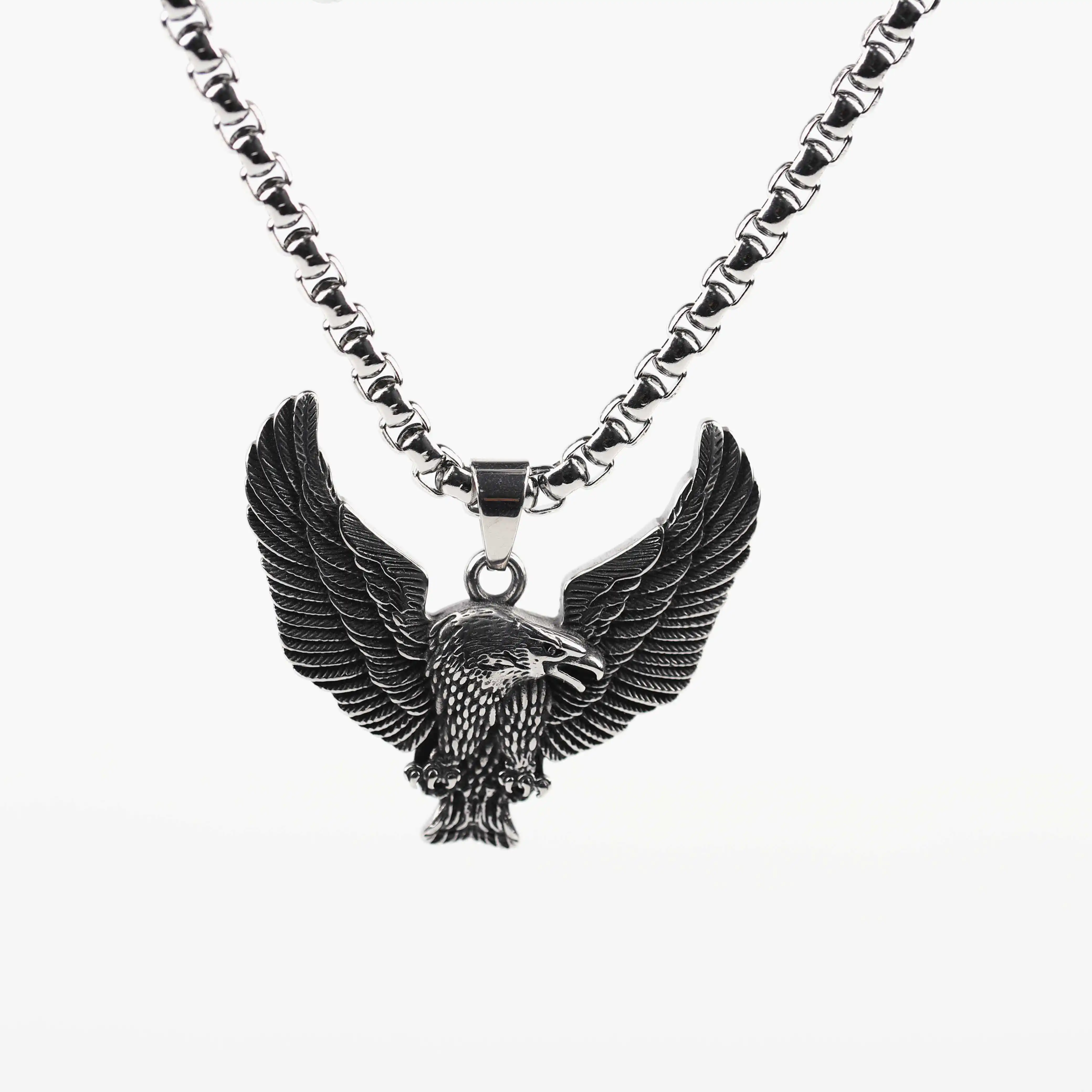 

Wholesale Fashion Punk Jewelry Eagle Pendant Stainless Steel Viking Animal Pendant Punk Necklace For Men