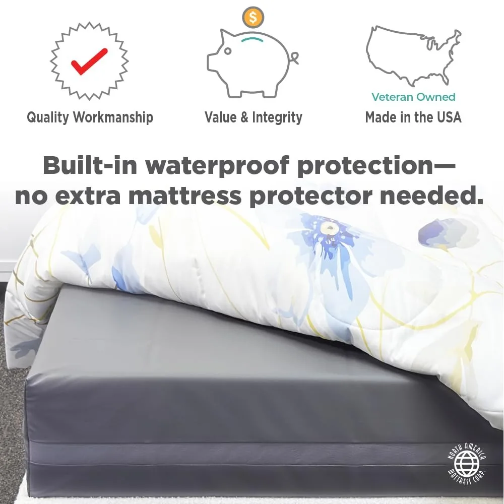 

Adult Waterproof Incontinence Mattress – Twin 8" Foam Mattress with Sealed Vinyl Cover, Easy Clean, Customized