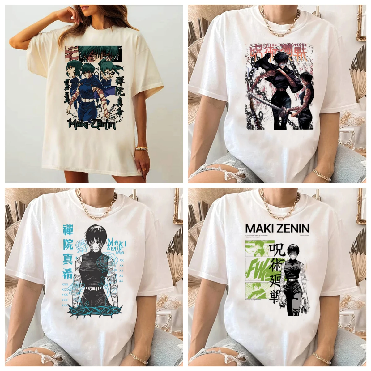 Jujutsu Kaisen Maki Zenin T Shirt Women Japanese Tee Girl Anime T-Shirts Clothing Short Sleeve Tops