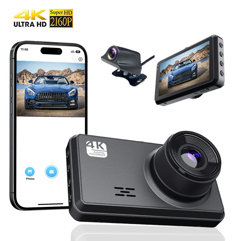 4K Dash Cam For Cars Front and Rear view camera for vehicle WiFi car camera Reverse image car accsesories Car DVR Dashcam