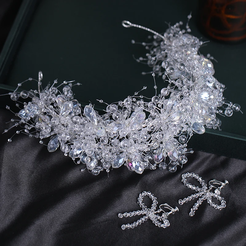 

Bridal crown fashion headband transparent crystal noble temperament crown wedding headdress adult birthday gift female jewelry