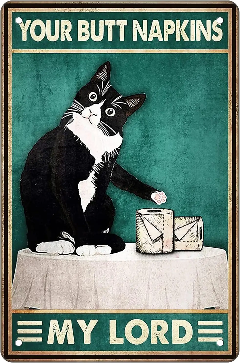 Funny Bathroom Wall Decor Black Cat Decor Your Butt Napkins My Lord Vintage Metal Sign Cute Cat Poster Print Toilet Paper De 1pc