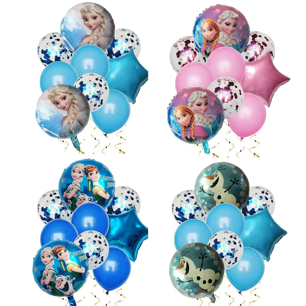 ชุดลูกโป่งเอลซ่าเจ้าหญิงแช่แข็ง9ชิ้นสำหรับงานเลี้ยงวันเกิดของเด็กผู้หญิงลูกโป่งอลูมิเนียมฟอยล์รูปดาวของเล่นสำหรับเด็ก