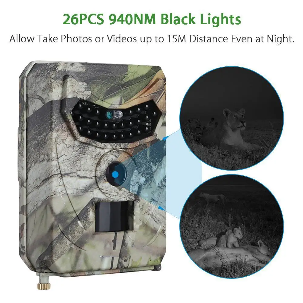 

PR100 Infrared IP56 Waterproof Hunting Camera Wildlife 12MP 1080P Trail Digital Camera Surveillance Night Vision Photo Traps