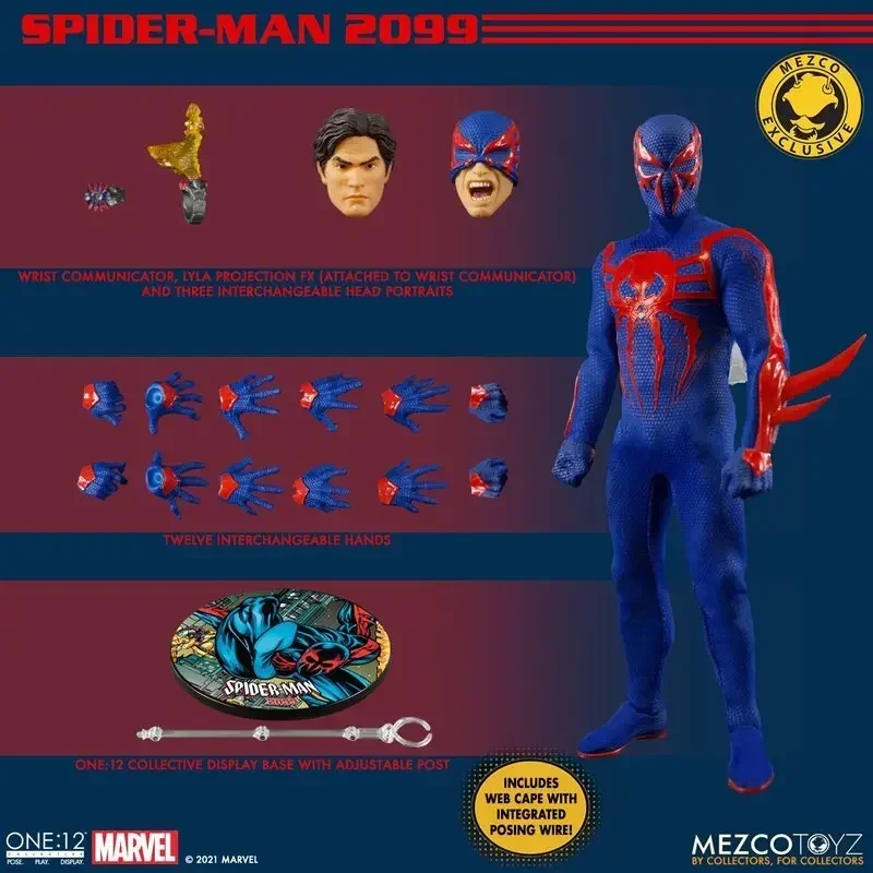 Inventory Mezco Ant Gold Limited Spider Man 2099 Joint Mobile Model Christmas Halloween Gift