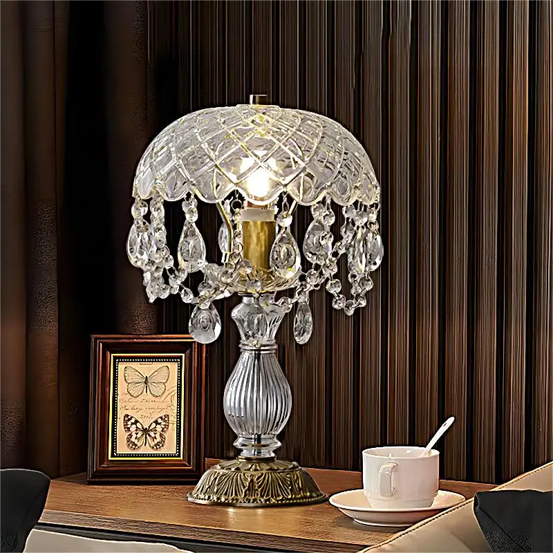 French Medieval Bedside Lamp American Study Bedroom Table Lamp Italian Murano Vintage Crystal Glass LED Desk Lamp