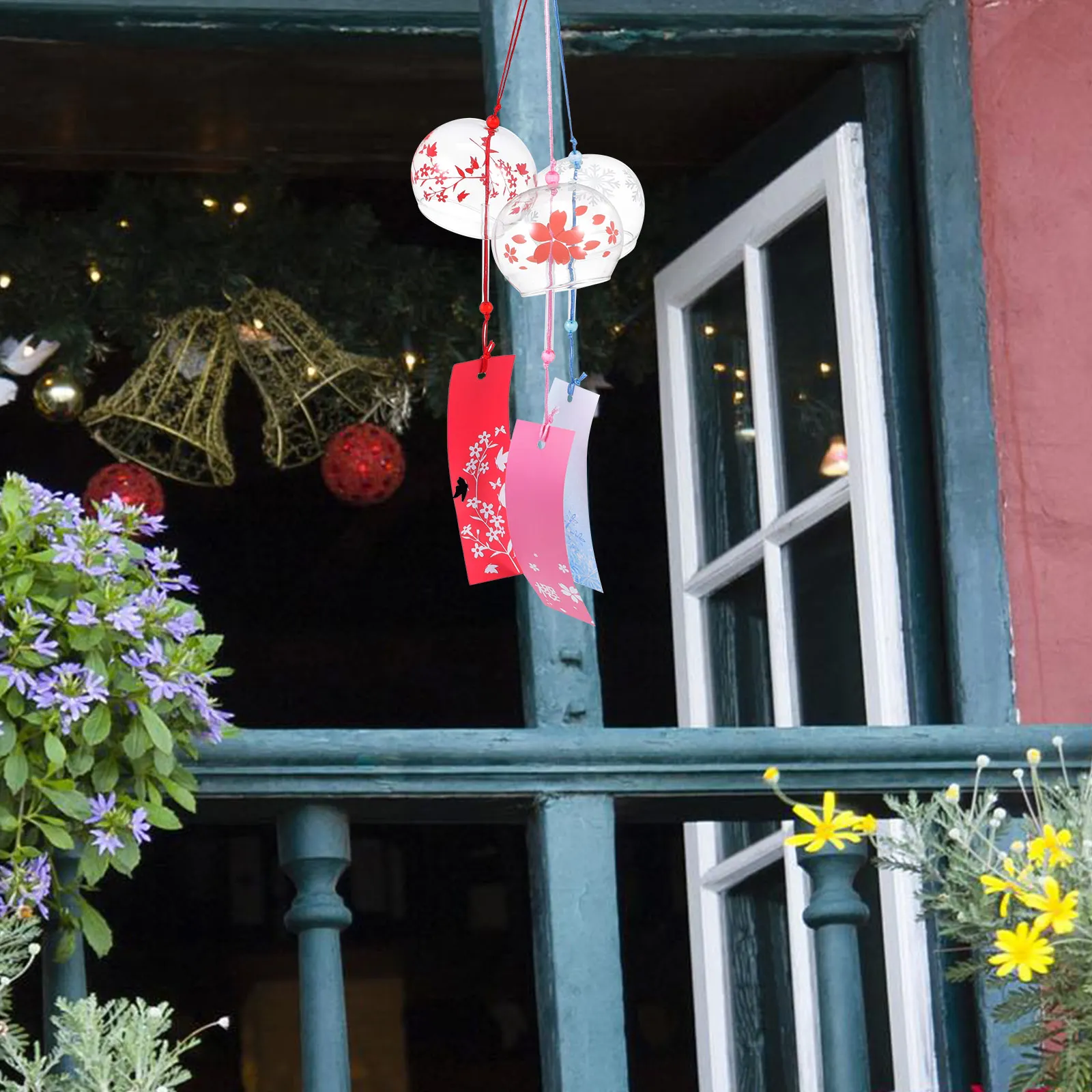 

3Pcs Glass Wind Bells Creative Home Decors Perfect Gift for Friends Family Lovers Partners Wind Bells Balcony Pendants