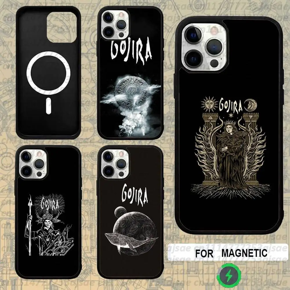 Band G-Gojira Mea Culpa For Magsafe Wireless Charger Case For iPhone 18,15,16,17,13,14,11,12,Pro,Max,Plus,E,Air,Mini Protection