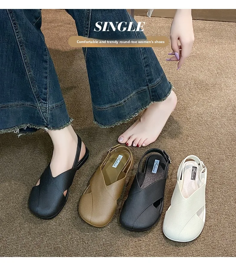 2026 Neue Damen Römersandalen mit geschlossener Zehenpartie im französischen Feen-Stil für den Sommer – Outdoor Damen Römerslides – Detail 7