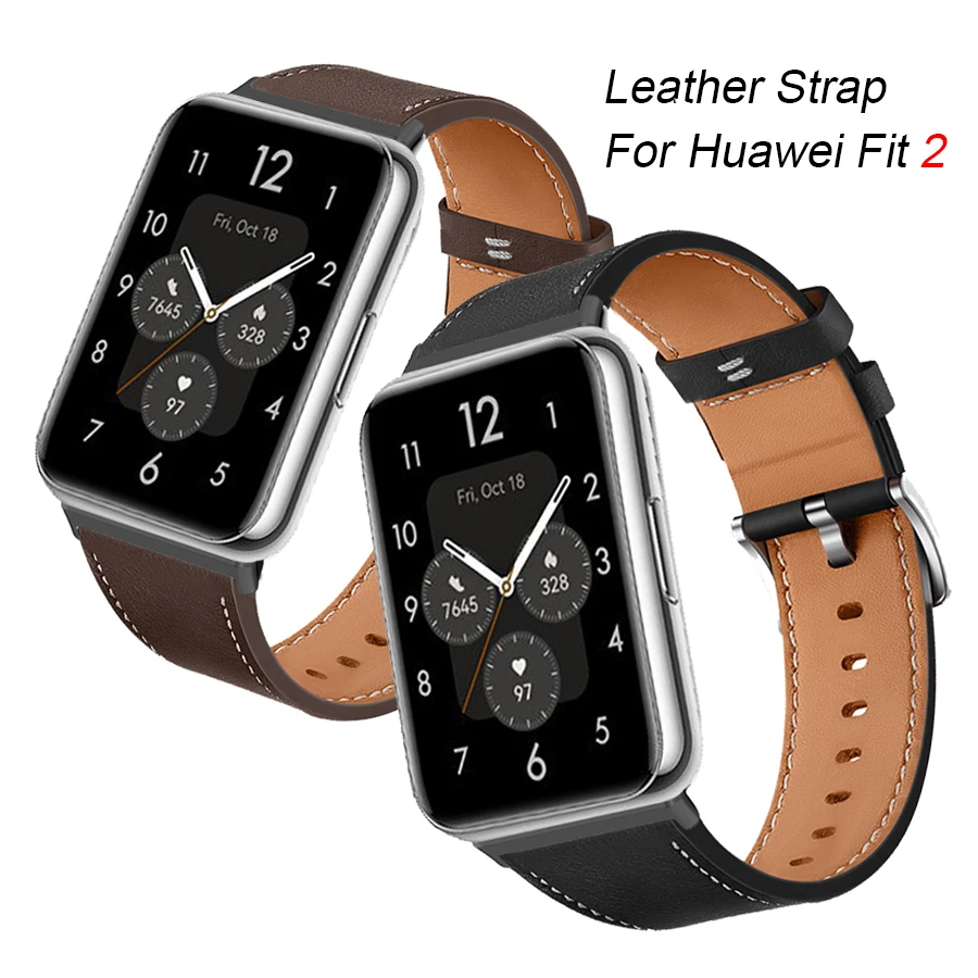 Leather Watch Band For Huawei Watch Fit 2 Strap Replacement Correa Bracelet For Huawei Fit 2 Smart Wristband Pulsera Accessories