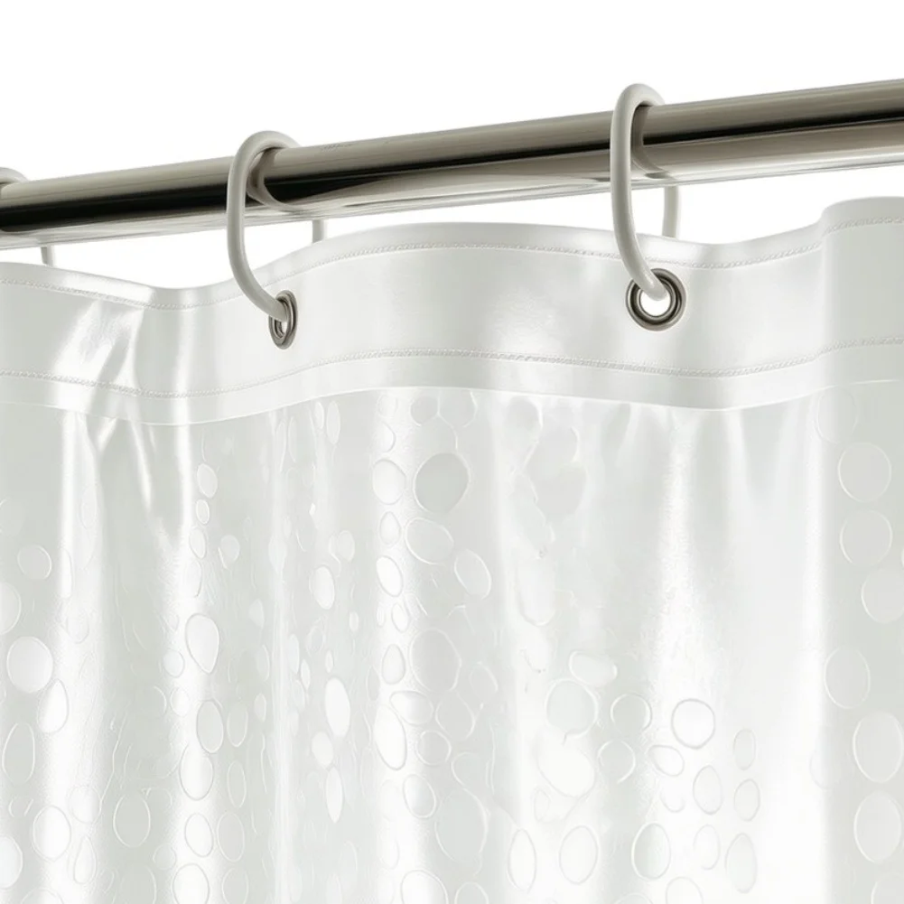 Waterproof Shower Curtain 180x200 cm Transparent EVA Material with 3D Stone Pattern for Modern Bathroom Aesthetic