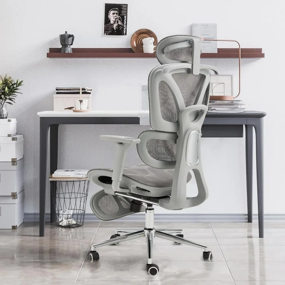

Ergonomic Mesh Office Chair with Footrest, Large High Computer Chair with 3D Adjustable Headrest and 4D Armrests