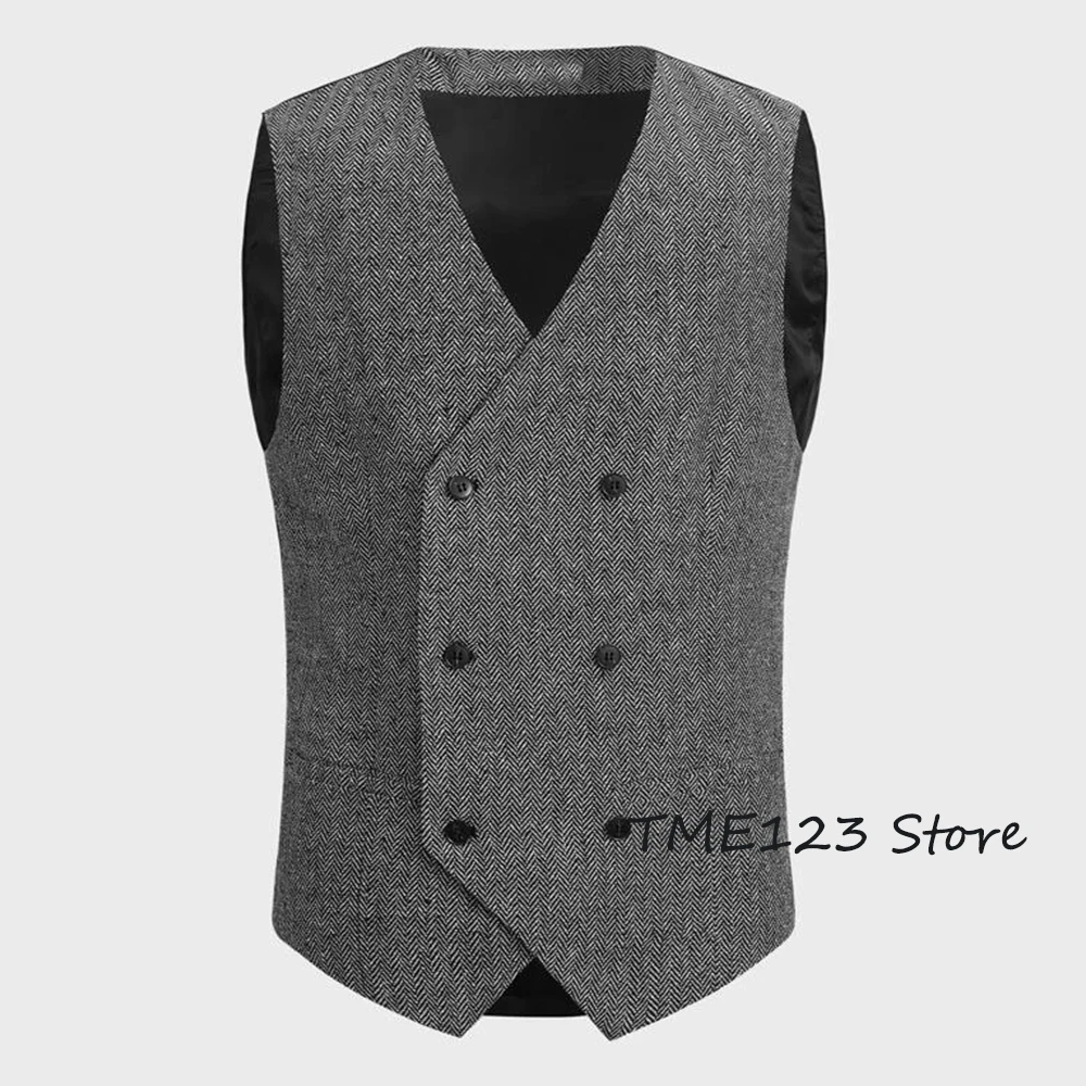 

Men's Suit Vest Herringbone Wool Vests Gentleman Wedding Best Man Party Coat Sleeveless Jacket chaleco hombre