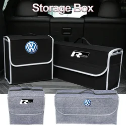 Boîte de Rangement de Logo de Voiture Noir/Gris, 1 Pièce, Accessoires Automobiles pour VW RLINE R POLO Golf Tiguan