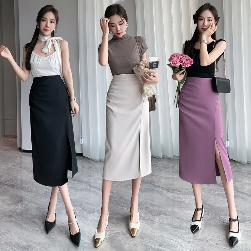 

Women's Skirt High Waist Pleated Mid-lenth A-line Suit skirt Hip Wrap Skirt Office Lady Elegant Fashion 2024 Spring/Summer