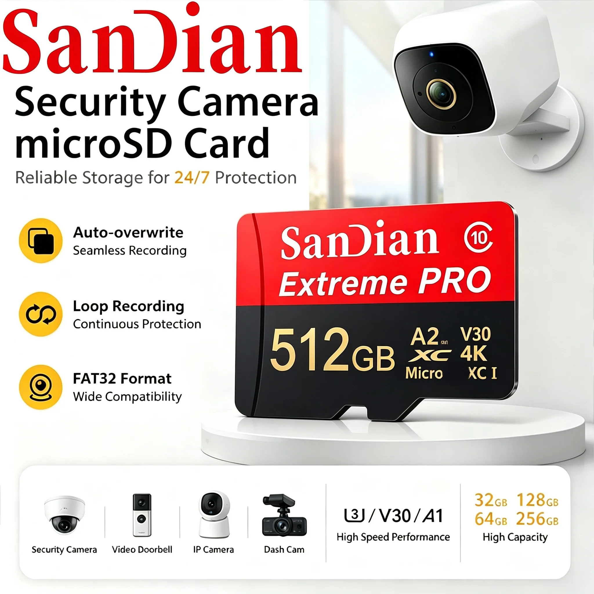 Memory Card 64GB TF Cards 512GB Micro TF SD Card 32GB SD Cards A1 V10 Shockproof for Drone/Phone/Laptop/MP3 Player/Recorder