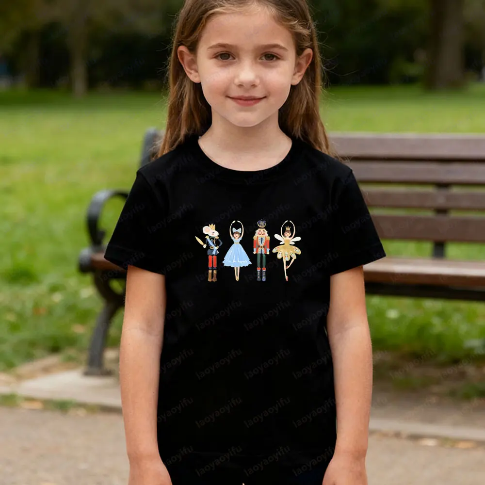 Nutcracker Christmas Children Shirt Nutcracker Ballet T-Shirt Ballet Enthusiast Girls Gift Tee Christmas Holiday Casual Tops